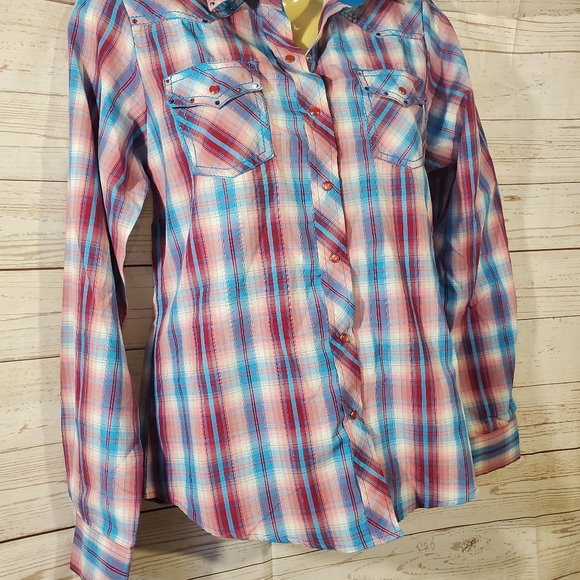 NWT Cedar Rose Plaid Button Down Top - Picture 7 of 7